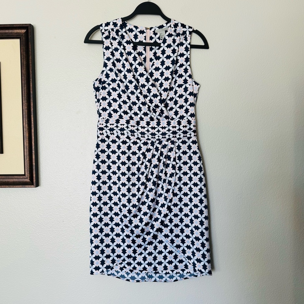 H&M Geometric Sleeveless Pink/Blue Silky Dress Size 6